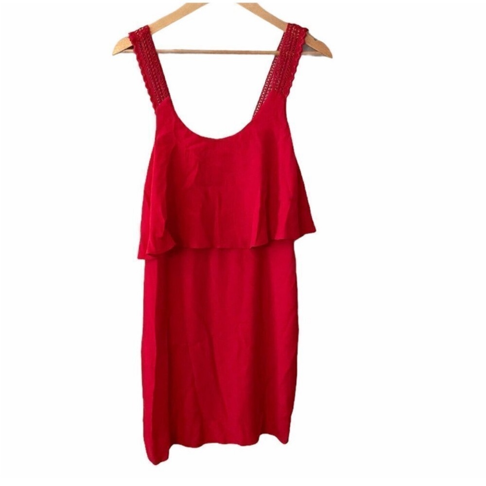 Anthropologie Maeve Red Dress Size 2 Tiered Ruffle